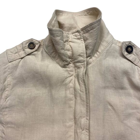 Lucky Brand Military Zip-up 100% Linen Drawstring Waist Jacket Beige Women S - Picture 9 of 12